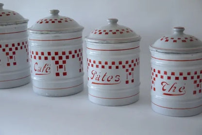 20. French-made enamel canisters (set of 5)