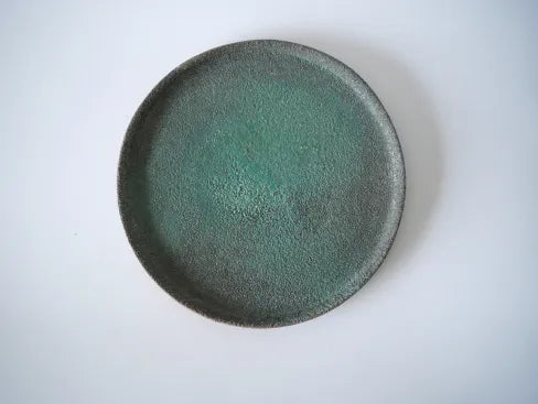 野口悦士  [141．緑青　6寸平皿]