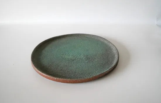 野口悦士  [141．緑青　6寸平皿]
