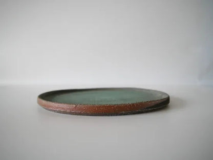 野口悦士  [141．緑青　6寸平皿]
