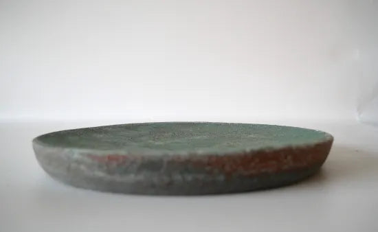 野口悦士  [161．165.  緑青　6寸台皿]