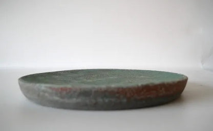 野口悦士  [161．165.  緑青　6寸台皿]