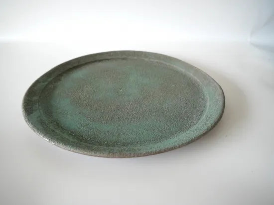 野口悦士  [170．緑青　リム平皿]