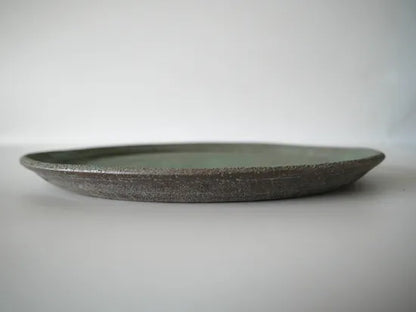 野口悦士  [170．緑青　リム平皿]
