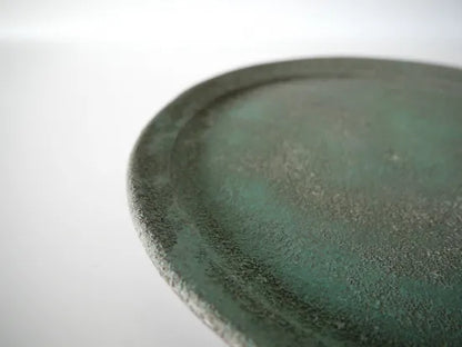 野口悦士  [170．緑青　リム平皿]