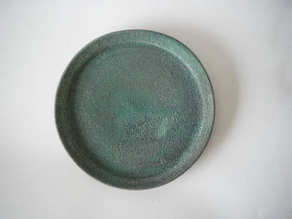 野口悦士  [172．緑青　リム平皿]