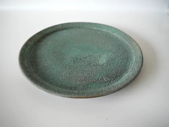 野口悦士  [172．緑青　リム平皿]