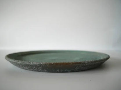 野口悦士  [172．緑青　リム平皿]