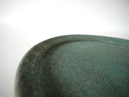 野口悦士  [172．緑青　リム平皿]