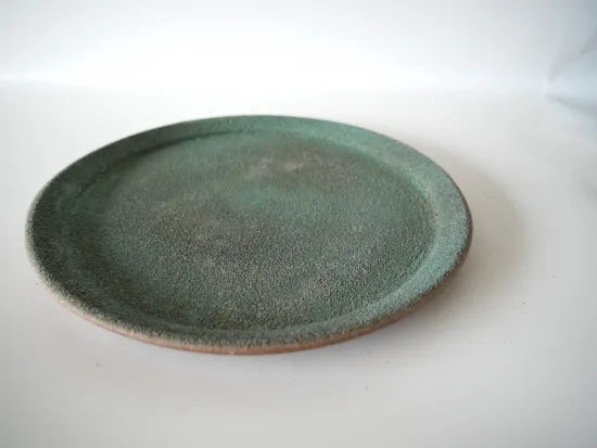 野口悦士  [173．緑青　リム平皿]