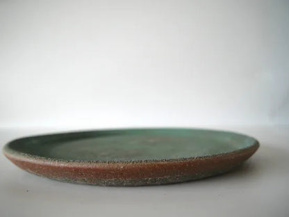 野口悦士  [173．緑青　リム平皿]