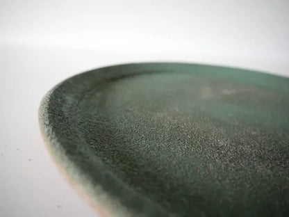 野口悦士  [173．緑青　リム平皿]