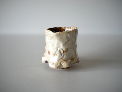 Takashi Kimura [125. White Glaze Luster Guinomi Sake Cup]