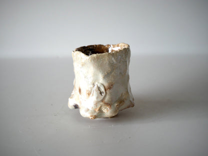 Takashi Kimura [125. White Glaze Luster Guinomi Sake Cup]