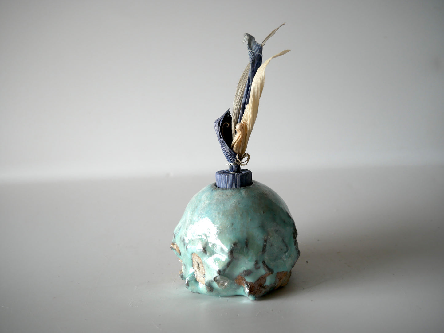 Takafumi Kimura [60. Green and white glaze with iridescent enamel - Furidashi (tea caddy for powdered tea)]