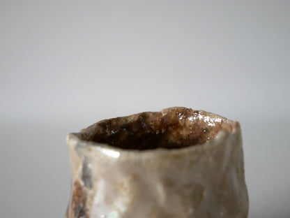 Takashi Kimura [143. White glaze luster sake cup (brown)]